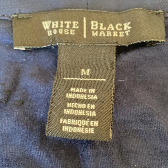 White House Black Market Navy Drape-Front Long Sleeve Blouse Size Medium - Picture 5 of 10